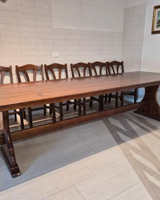 tavolo 3 metri legno massiccio e 12 sedie