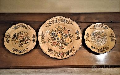 Triade di piatti BAFFONI "GUBBIO" dipinti a mano