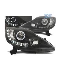 FARI PER PEUGEOT 107 05-12 LUCE DIURNA FONDO NERO