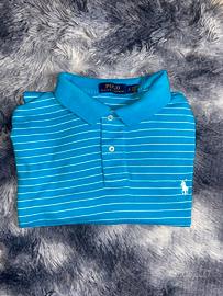 Polo Ralph Lauren azzurra con strisce bianche
