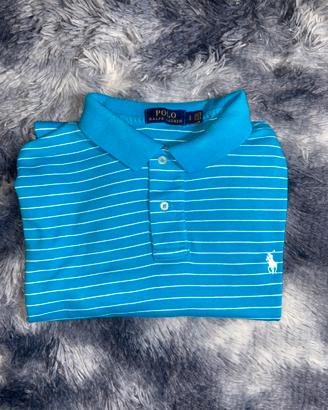 Polo Ralph Lauren azzurra con strisce bianche