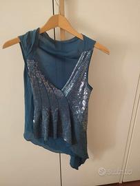 Canotta Pinko con paillettes 100% seta Tg.S