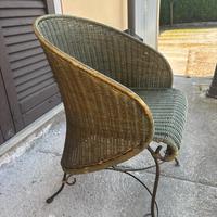 Poltrona in paglia e ferro battuto