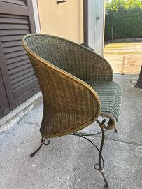 Poltrona in paglia e ferro battuto