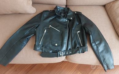 Giubbotto Chiodo Similpelle Nero Stradivarius 