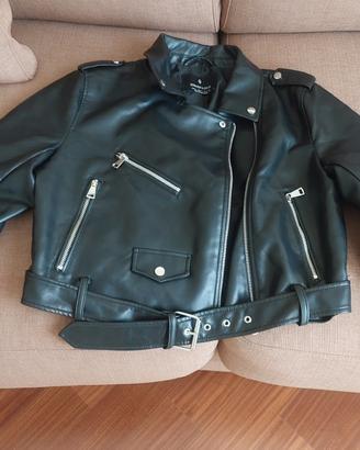 Giubbotto Chiodo Similpelle Nero Stradivarius 