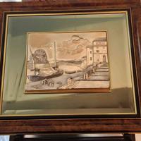 Quadro rilievo argento "Il Porto"