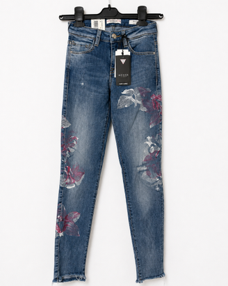 Guess Sexy Curve jeans skinny ricamo floreale rosa