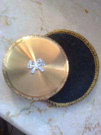 porta cipria vintage da borsetta anni '50 ottone