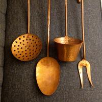 Set mestoli in rame anni 50