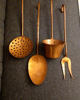 Set mestoli in rame anni 50