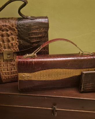 Set Vintage in Vera Pelle di Coccodrillo
