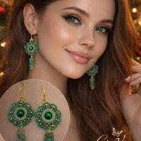 Orecchini artigianali verde smeraldo oro –handmade