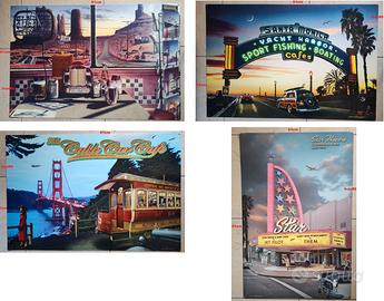 Quadri Americani in metallo, Diner, anni '50, Pub