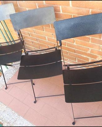 Set 3 sedie pieghevoli metallo stile bistro