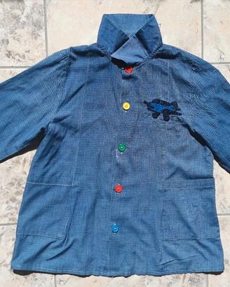 Grembiule asilo scuola bimbo blu grigio 3-4 anni