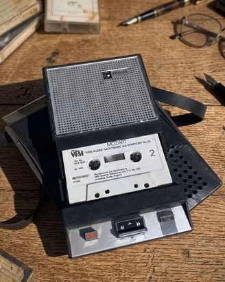 Registratore Cassette Vintage Philips + Custodia