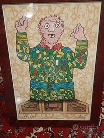 serigrafia Enrico baj con interventi artista