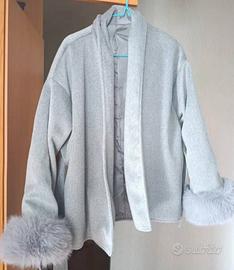 Elegante giacca in tweed grigio da donna
