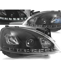 FARI PER OPEL CORSA C 00-06 LUCE DIURNA A LED NERI