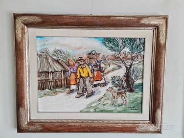 Quadro Dipinto ad Olio Campagna Jutro 1978