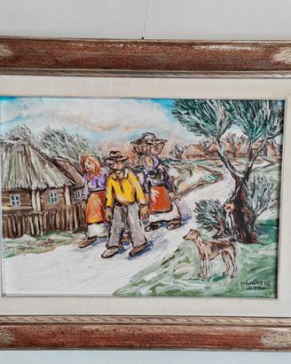 Quadro Dipinto ad Olio Campagna Jutro 1978