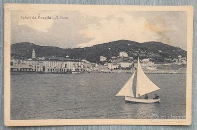 Imperia Oneglia Il Porto Cartolina Barca Vela 1927