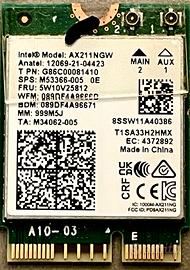 Scheda WiFi Intel AX211 NGW - Wi-Fi 6E + Bluetooth