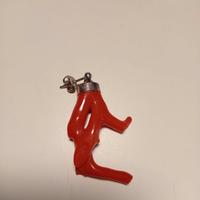 mono orecchino corallo e argento