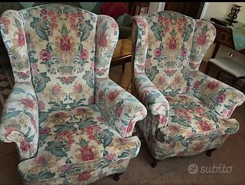 Coppia poltrone Bergere in velluto di lino