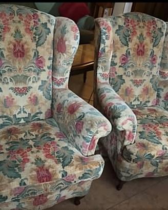 Coppia poltrone Bergere in velluto di lino