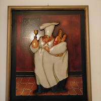 Quadro in legno con chef in rilievo