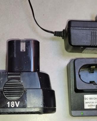 2 batterie Litio 18v 3A con caricatore
