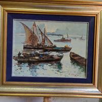 Quadro olio su tela barche a vela