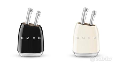SMEG Blocco portacoltelli BEIGE o NERO+ 6 coltelli