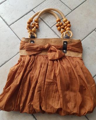 Borsa in stoffa e legno