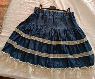 Gonna di jeans con pizzo Blu Blue – Taglia XS