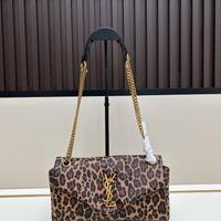 Borsa sottobraccio con stampa leopardata YSL