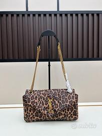 Borsa sottobraccio con stampa leopardata YSL