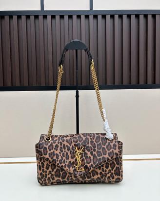 Borsa sottobraccio con stampa leopardata YSL