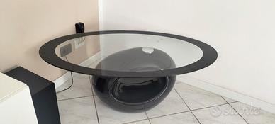 Tavolino da salotto design vetro ovale nero lucido