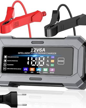 Caricabatterie 12V 6A con diplay e funzione ripara