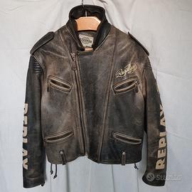 REPLAY Giaccone pelle Motociclista Vintage Tg.L