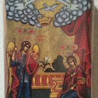 Icona Geco Ortodossa Madonna e arcangelo Gabriele 