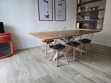 Tavolo Industriale Legno Massello e Ferro Battuto