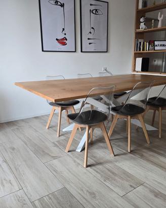 Tavolo Industriale Legno Massello e Ferro Battuto