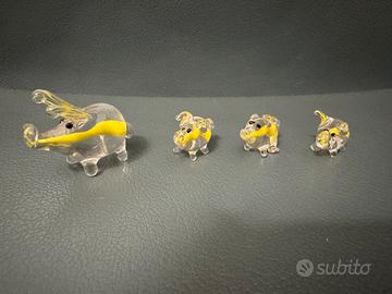 Set statuine maiali in vetro soffiato – vintage