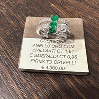 ANELLO oro 18 kt diamanti smeraldi