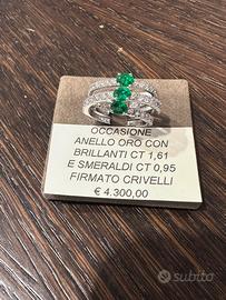 ANELLO oro 18 kt diamanti smeraldi