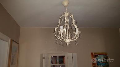 Lampadario shabby con 2 applique 
